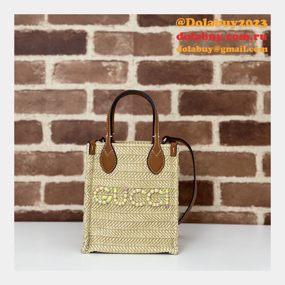 G*u*i fake super crossbody straw-effect 780083 top bag