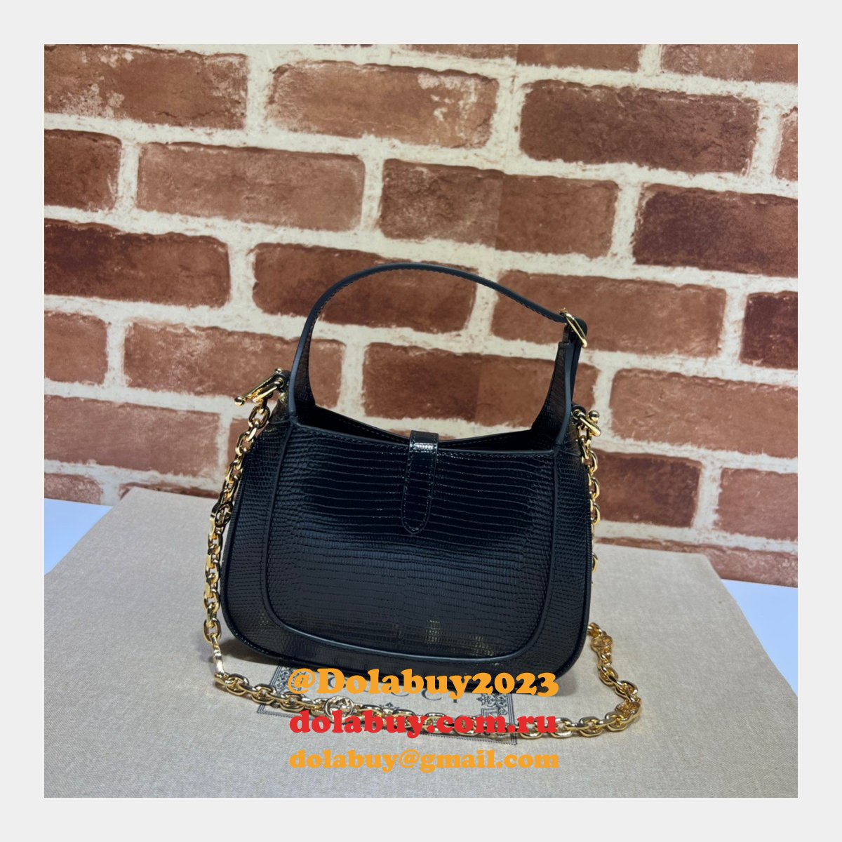copy G*u*i designer jackie 1961 lizard 675799 black bag