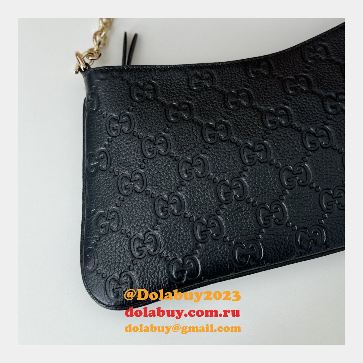 G*u*i designer fake gg emblem medium shoulder 815277 black bag