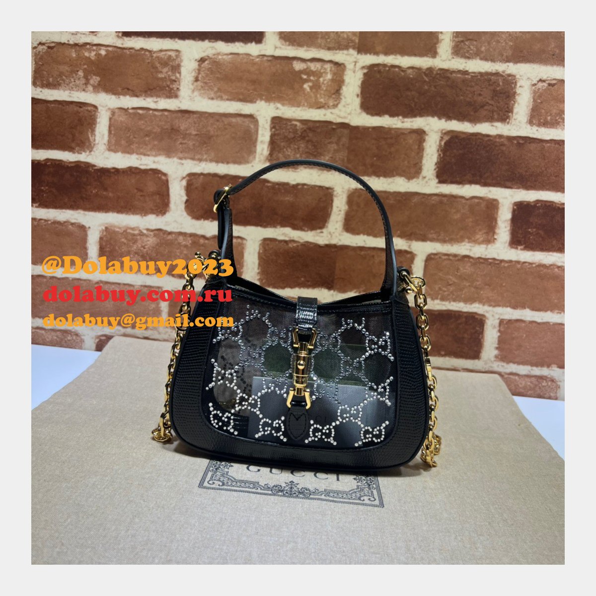 G*u*i luxury designer replica jackie 1961 crystal gg 677027 bag