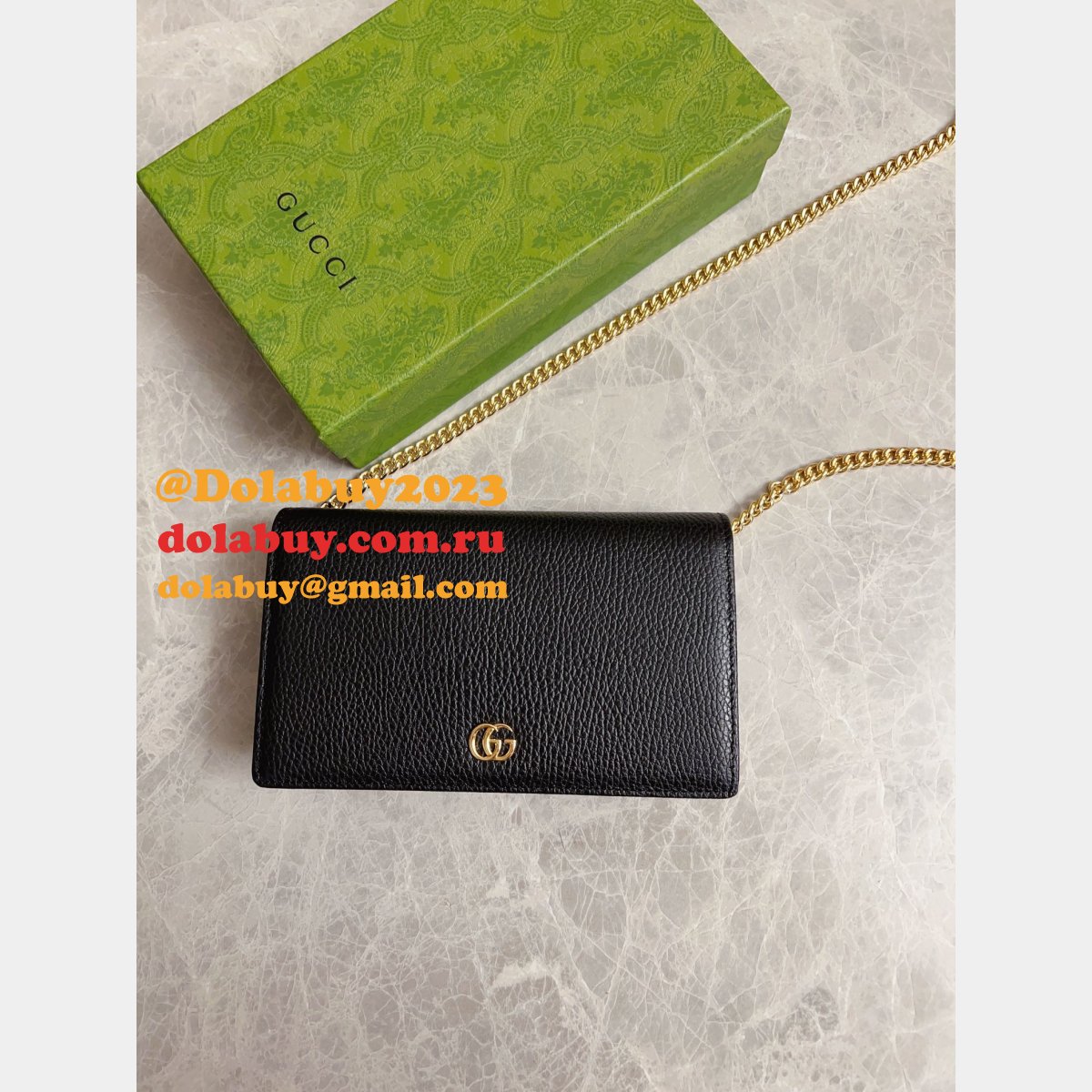 top luxury G*u*i replicas 497985 marmont leather mini chain wallets bag