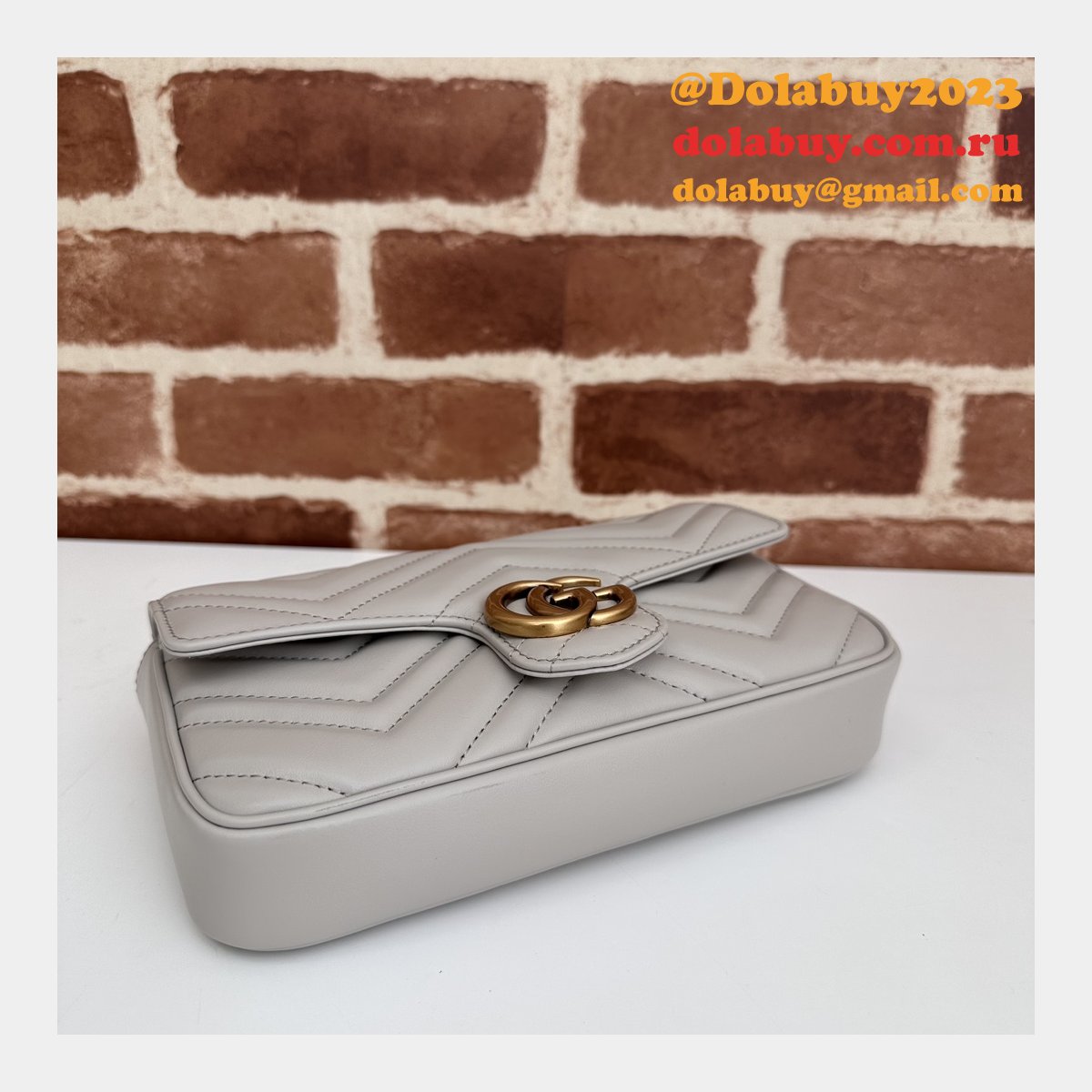designer crossbody G*u*i copy 751526 gg marmont light-grey bag