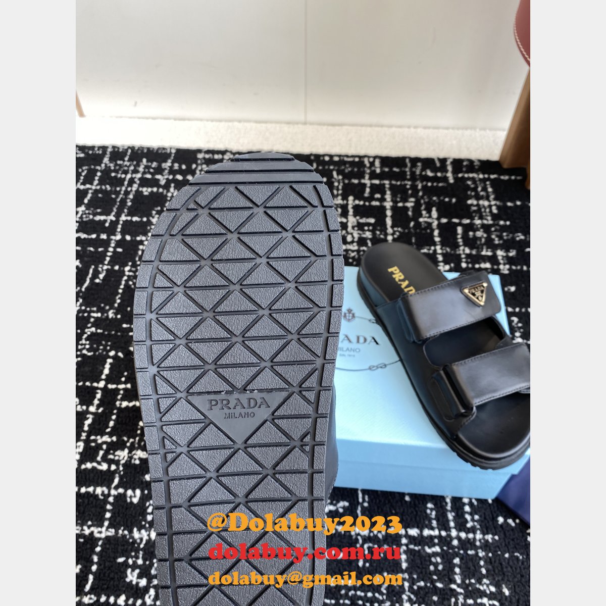 2025 Prada Padded Nappa Leather Slides