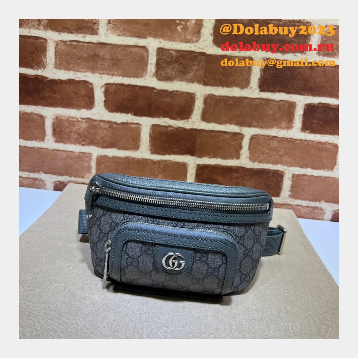 G*u*i replica ophidia aaa+ belt supreme grey 733868 bag