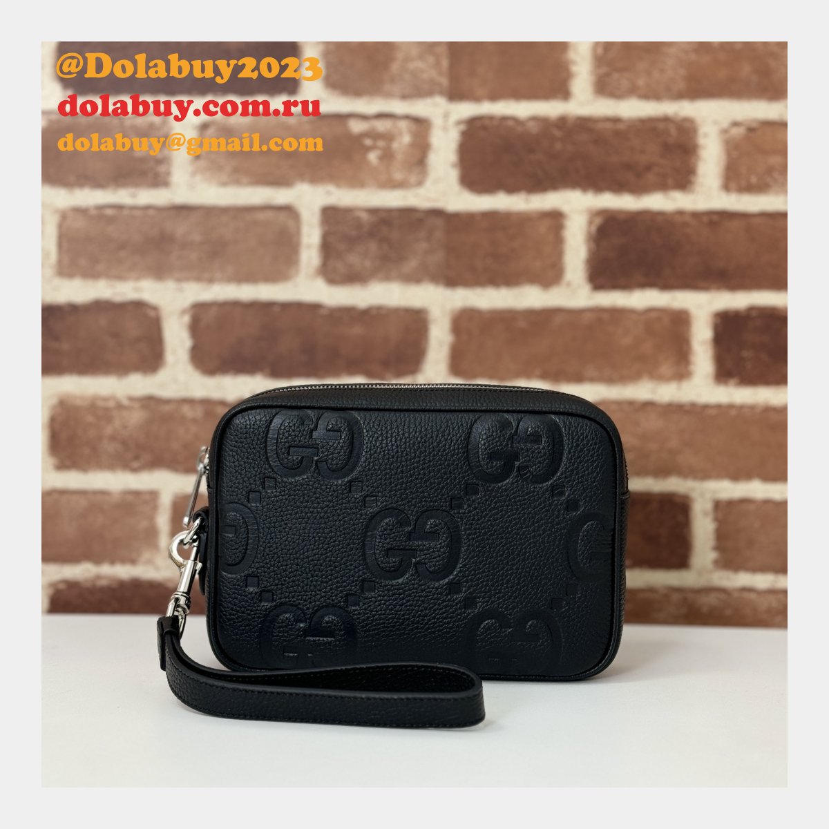 G*u*i replica 1:1 mirror jumbo gg pouch 802148 black handbag