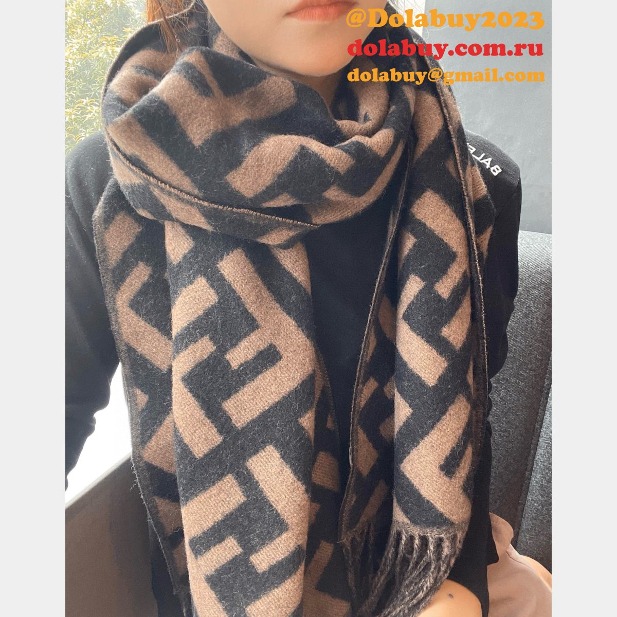 designer knockoff F**di cashmere scarf