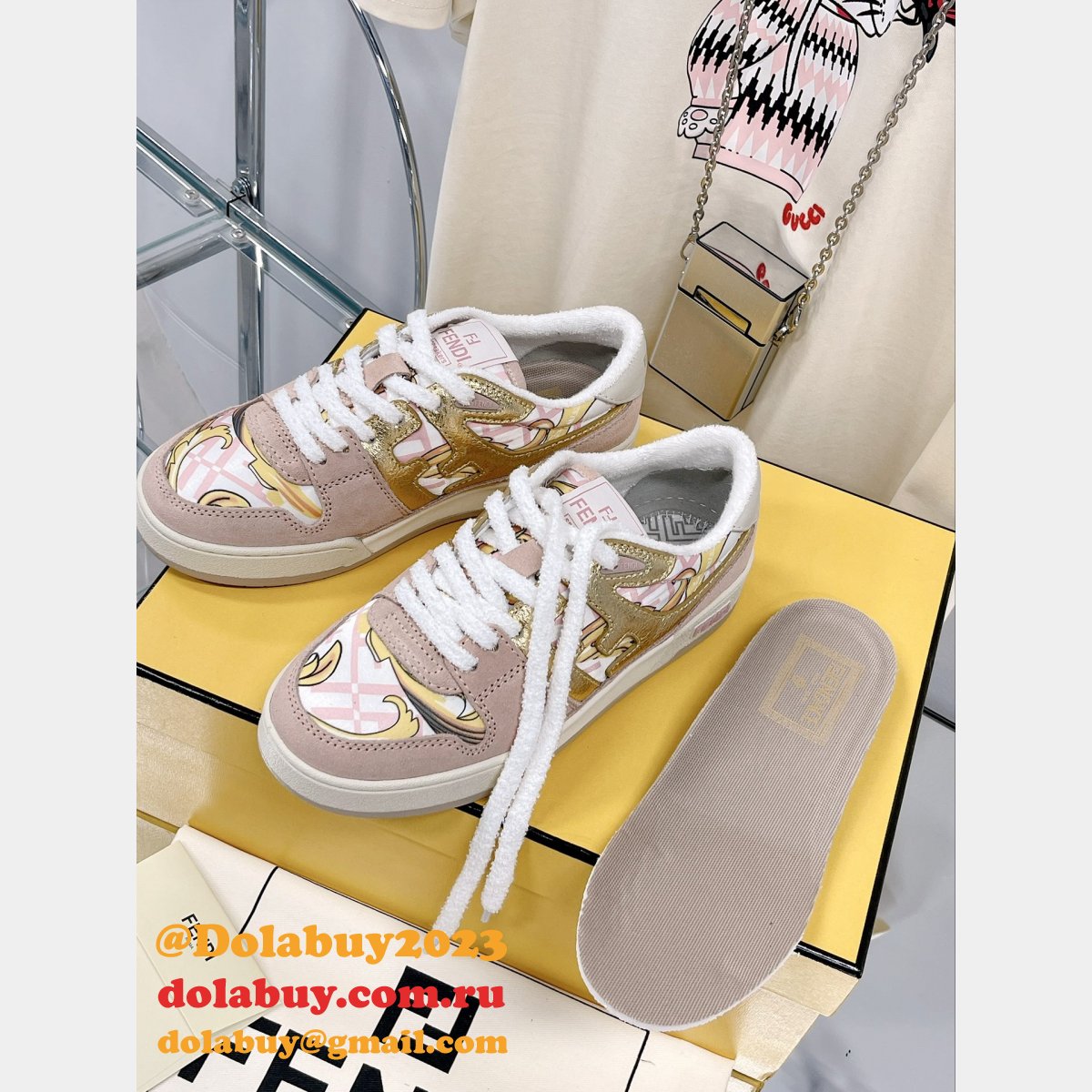 hottest replica F**di x versace match tup f logo shoes