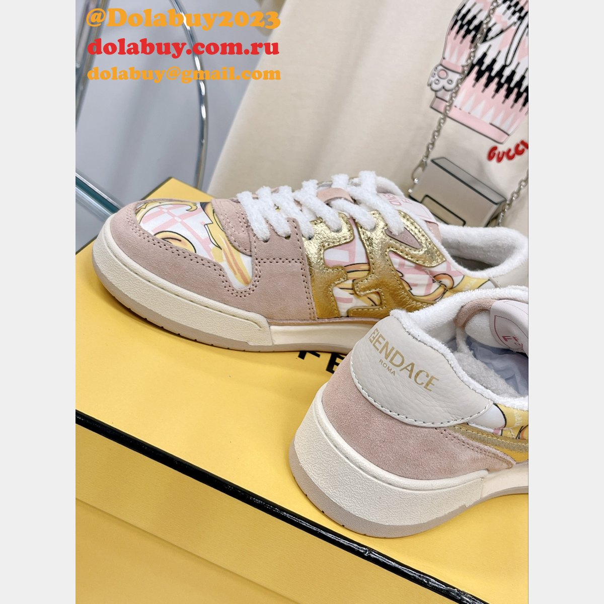 hottest replica F**di x versace match tup f logo shoes