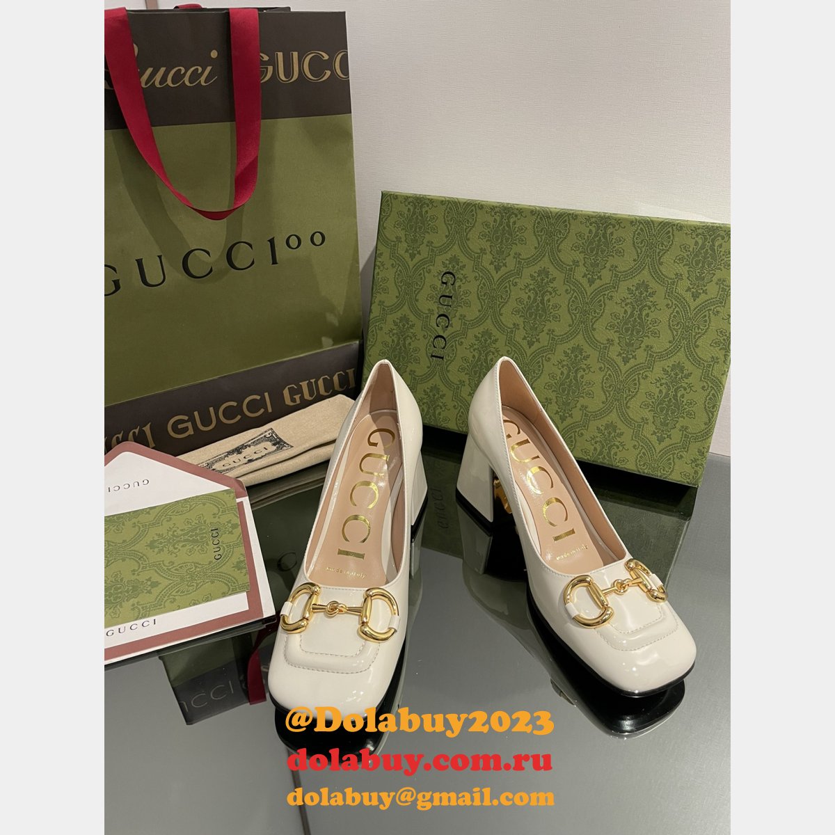 pump patent heels ballet flat horsebit replica G*u*i shoes