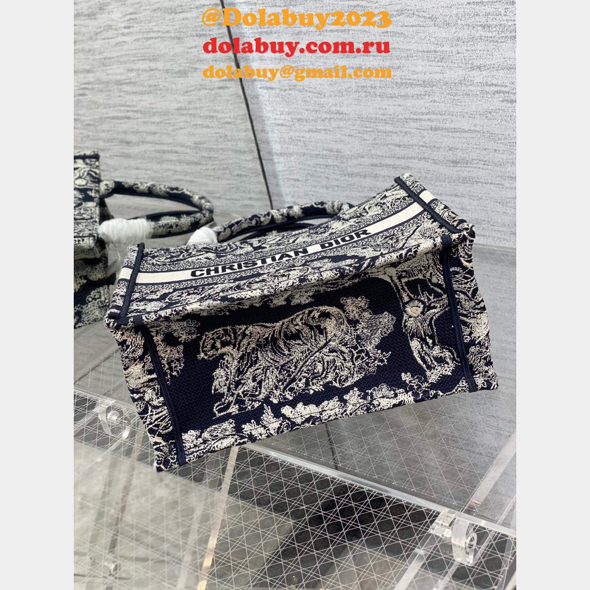 highest product quality D10r book tote bag blue 2022 replica