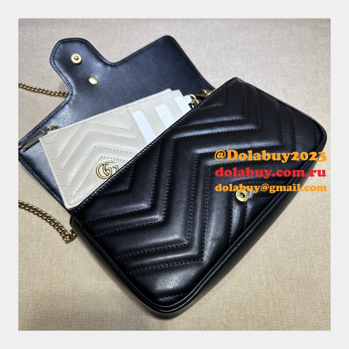 gg marmont G*u*i replica card case chain wallet 751526 bag