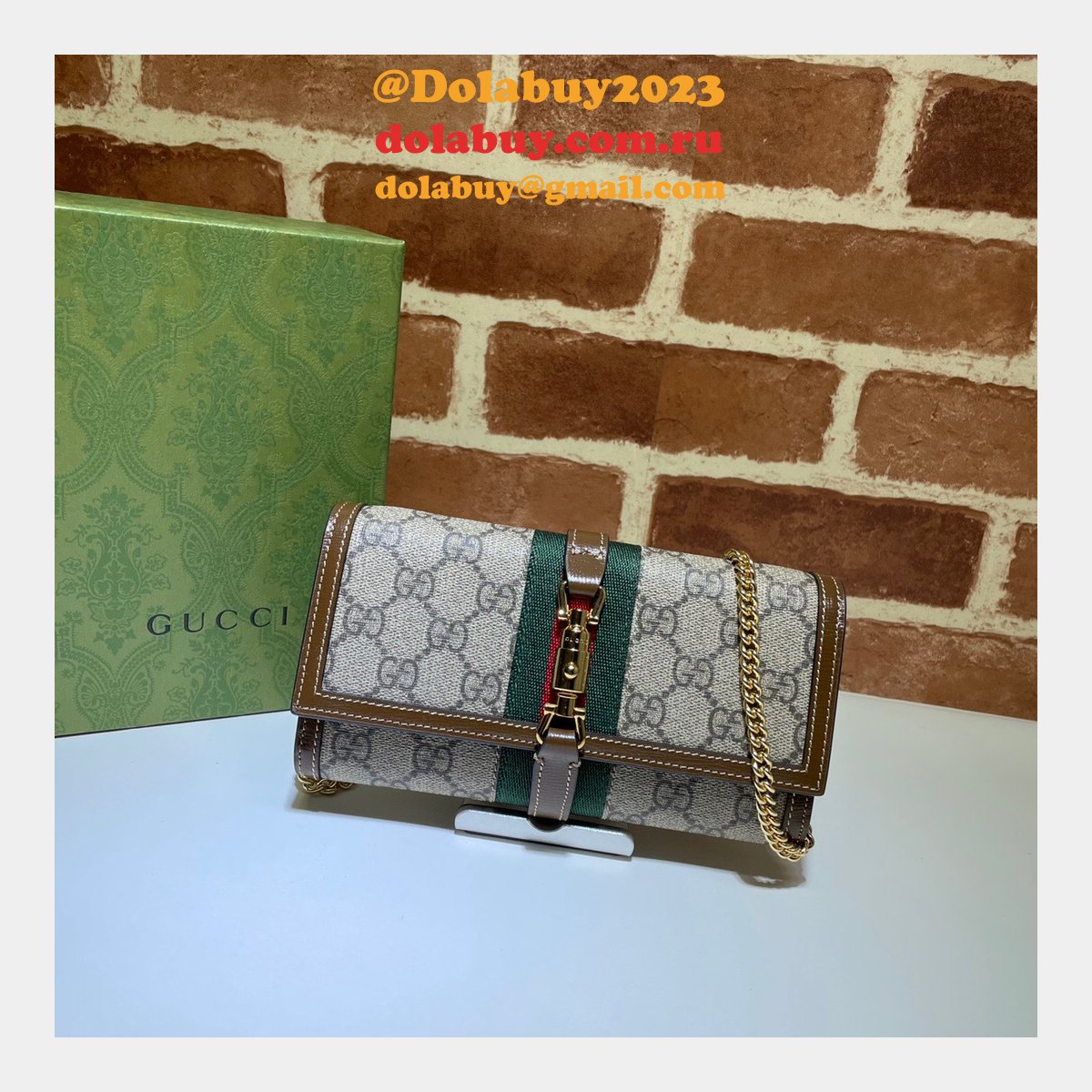 G*u*i replica brown jackie 1961 chain wallet 652681 bag
