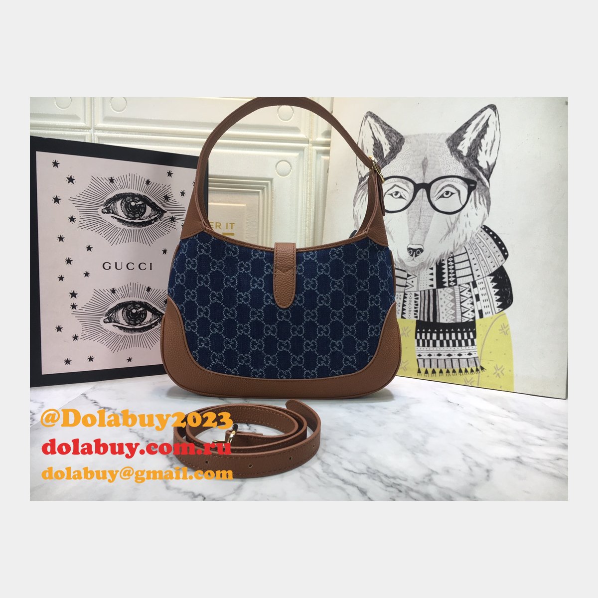 G*u*i 1:1 quality jackie 1961 small shoulder 636706 dark blue bag