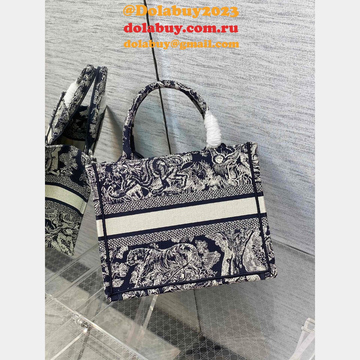 highest product quality D10r book tote bag blue 2022 replica