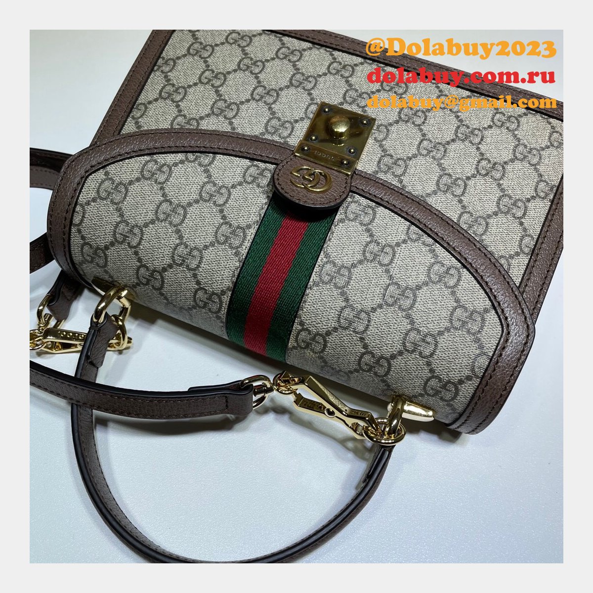 replica G*u*i ophidia 651055 gg top handle bag brown