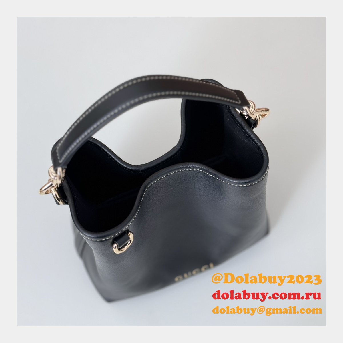 designer 815118 fake gg emblem G*u*i 1:1 mirror bucket black bag