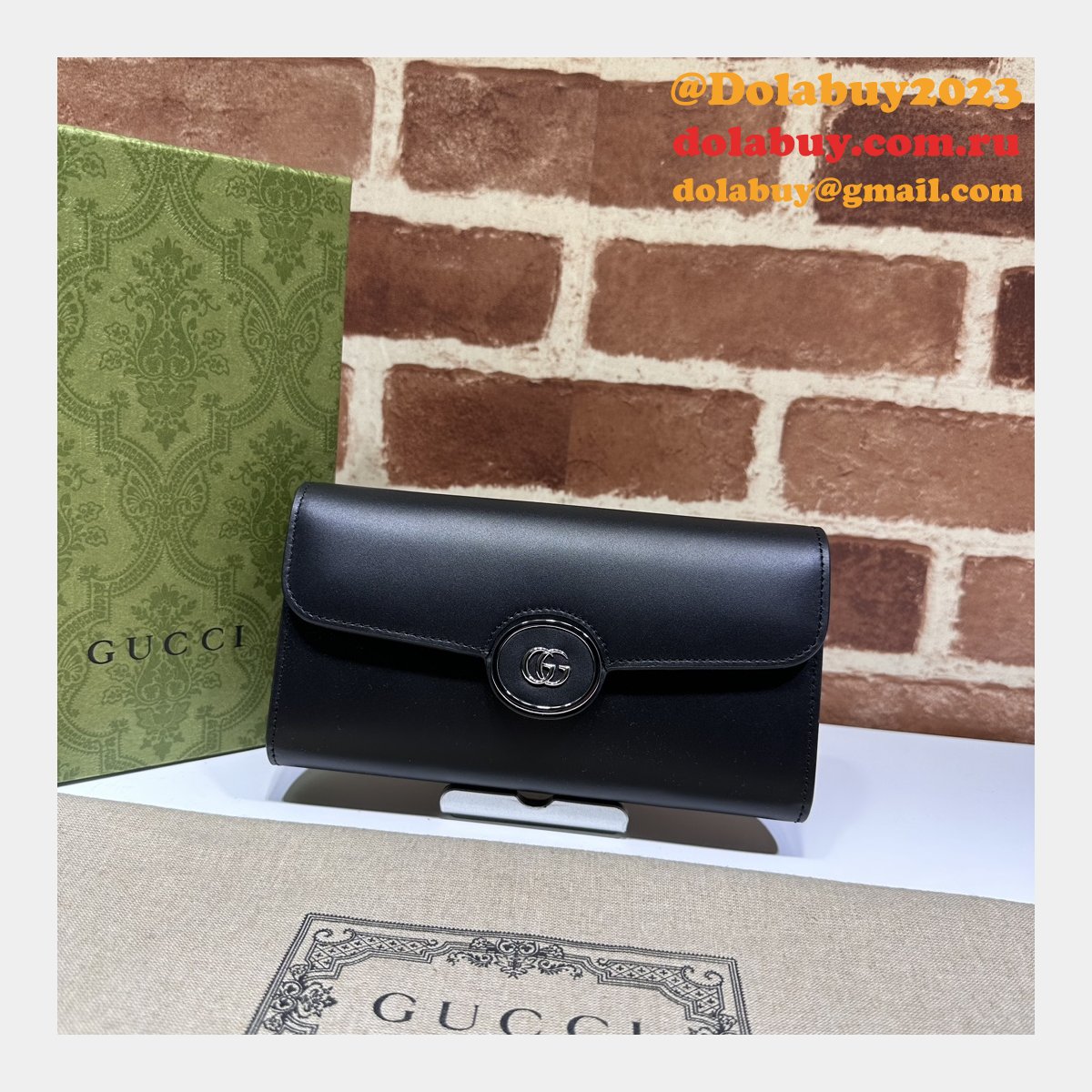 petite gg continental wallet 762167 black G*u*i knock off bag