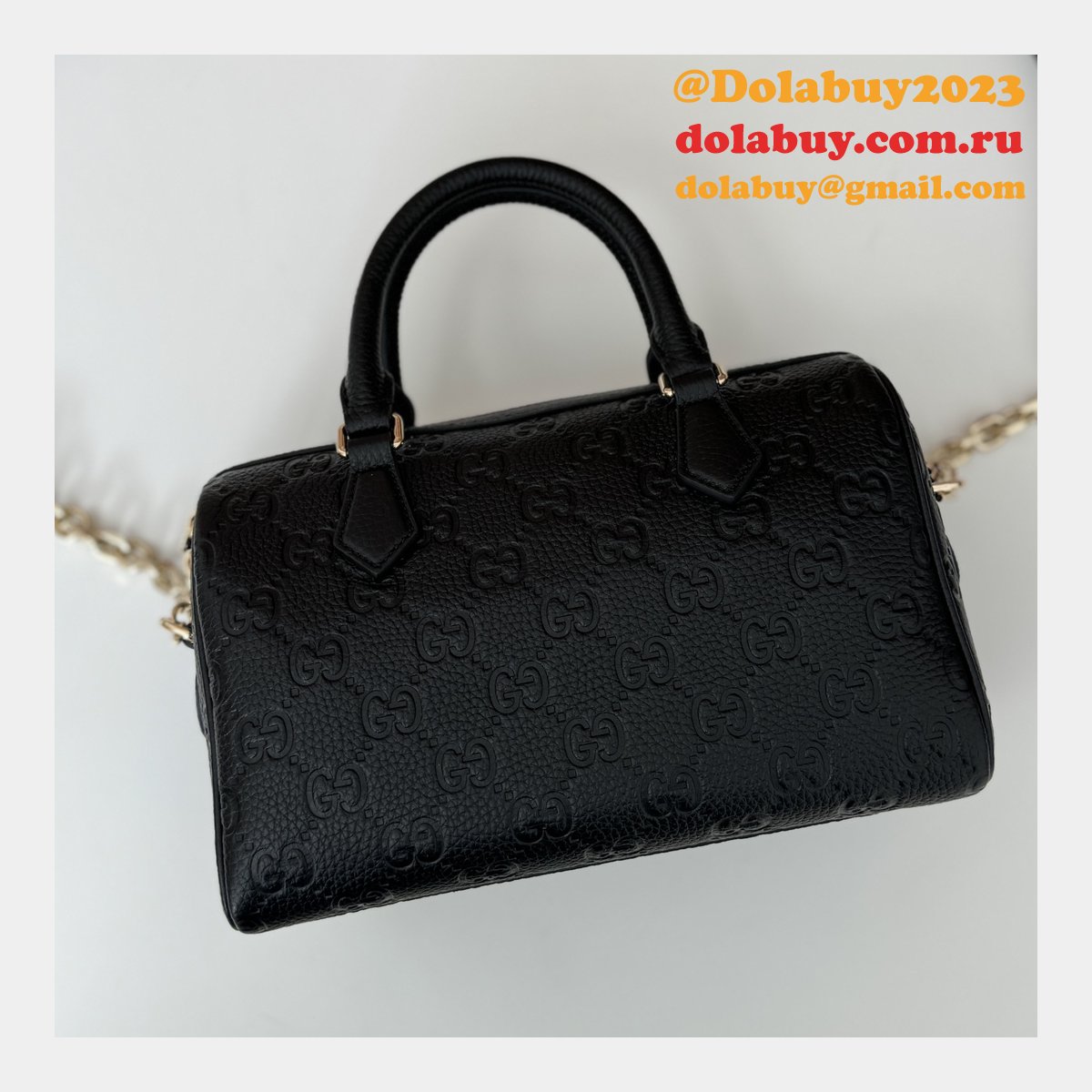 G*u*i luxury gg emblem boston top handle 815255 black knockoff bag