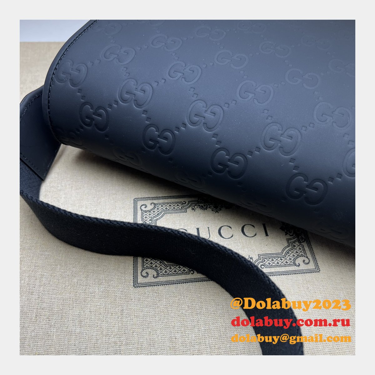 G*u*i fake gg crossbody rubber-effect 775097 black bag