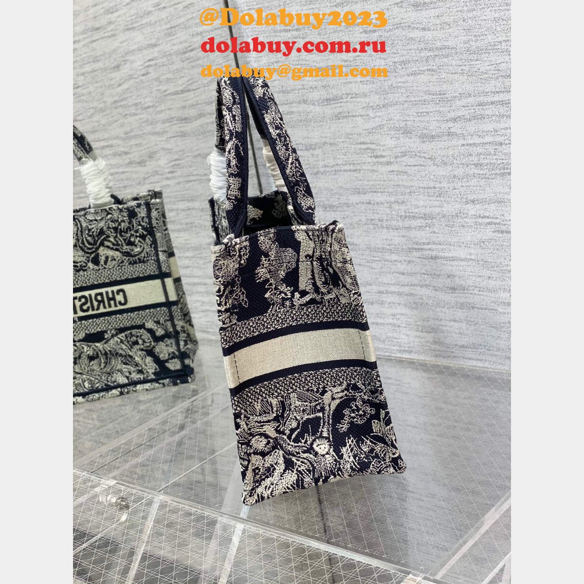 highest product quality D10r book tote bag blue 2022 replica