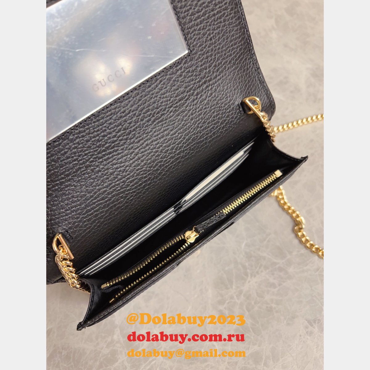 top luxury G*u*i replicas 497985 marmont leather mini chain wallets bag