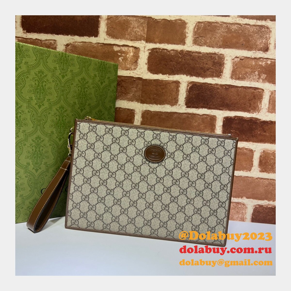 best G*u*i replica supreme zip wristlet pouch 672953 clutch