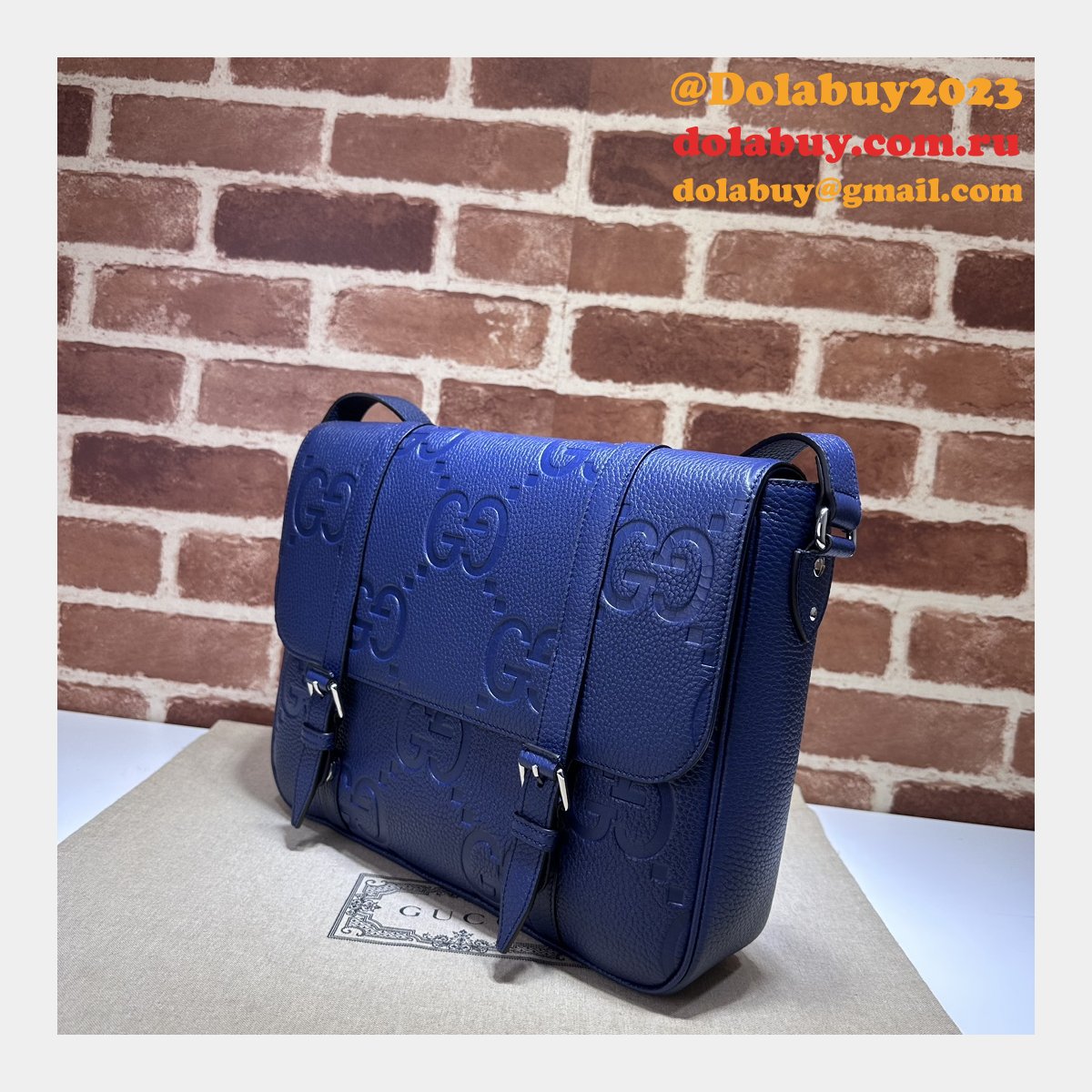 jumbo G*u*i inspired gg 1:1 mirror messenger 760234 blue bag