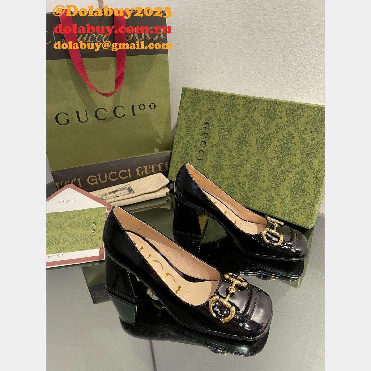 pump patent heels ballet flat horsebit replica G*u*i shoes