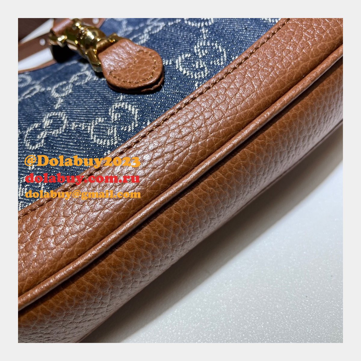 beige/ebony fake G*u*i jackie 1961 mini shoulder 637092 bag