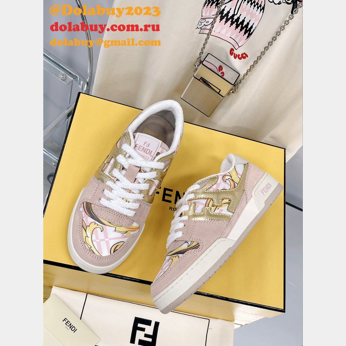 hottest replica F**di x versace match tup f logo shoes
