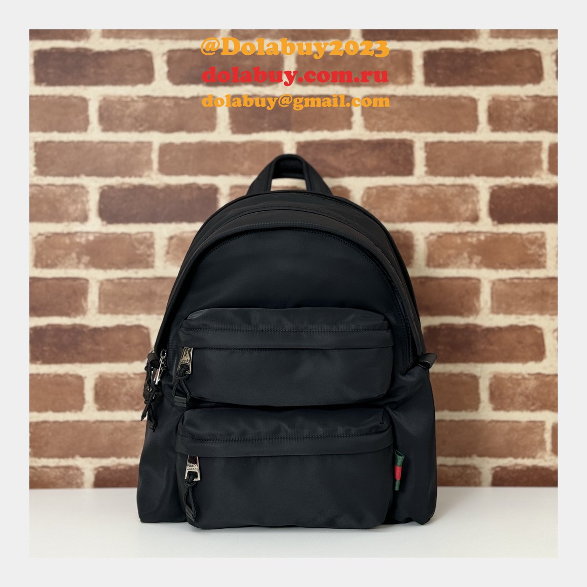 medium G*u*i backpack mens with gg logo 800265 black replica bags