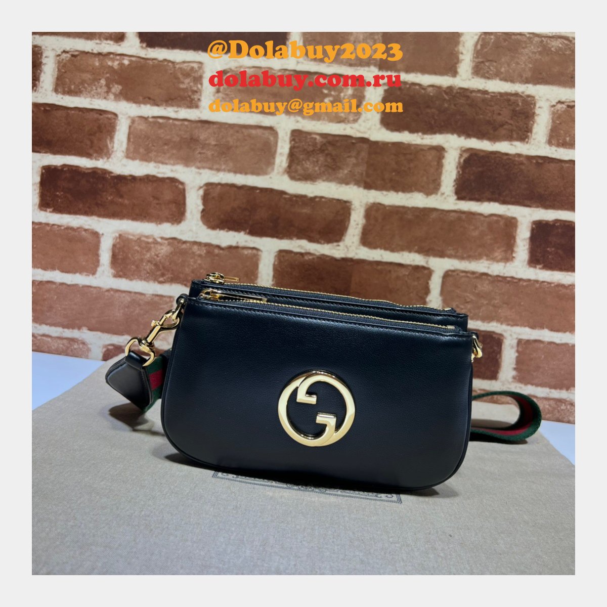 G*u*i 724599 blondie 1:1 mirror black 7 star bag