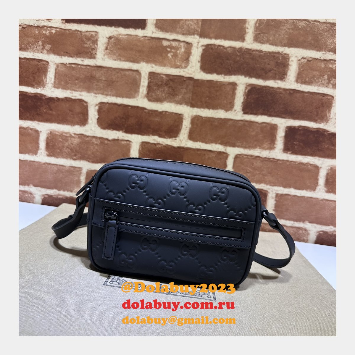 G*u*i 1:1 gg rubber-effect 771321 shoulder black replica bag