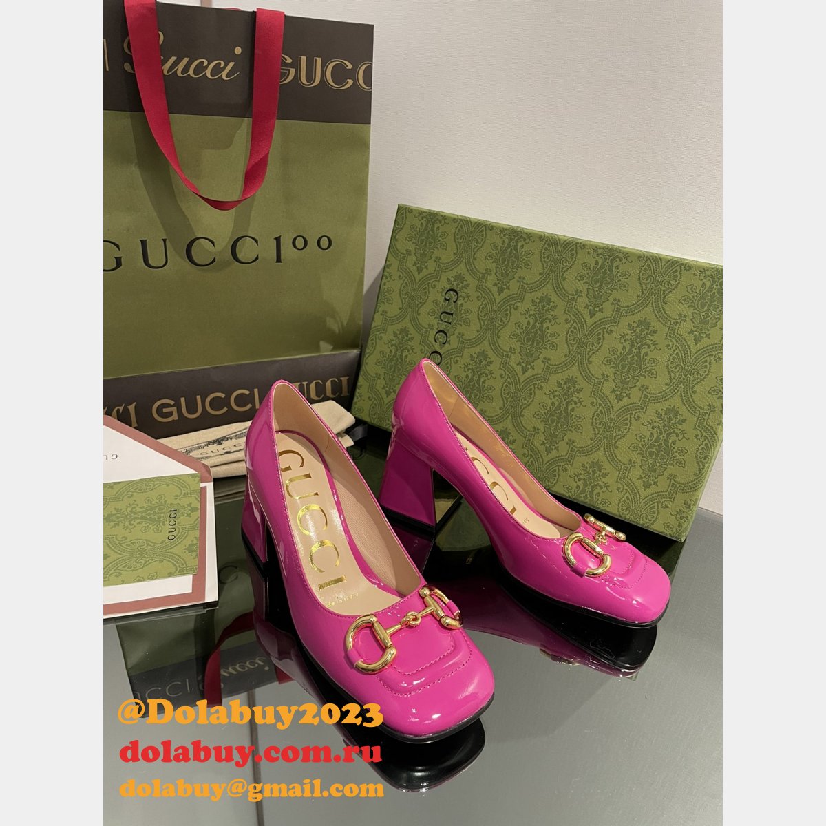 pump patent heels ballet flat horsebit replica G*u*i shoes