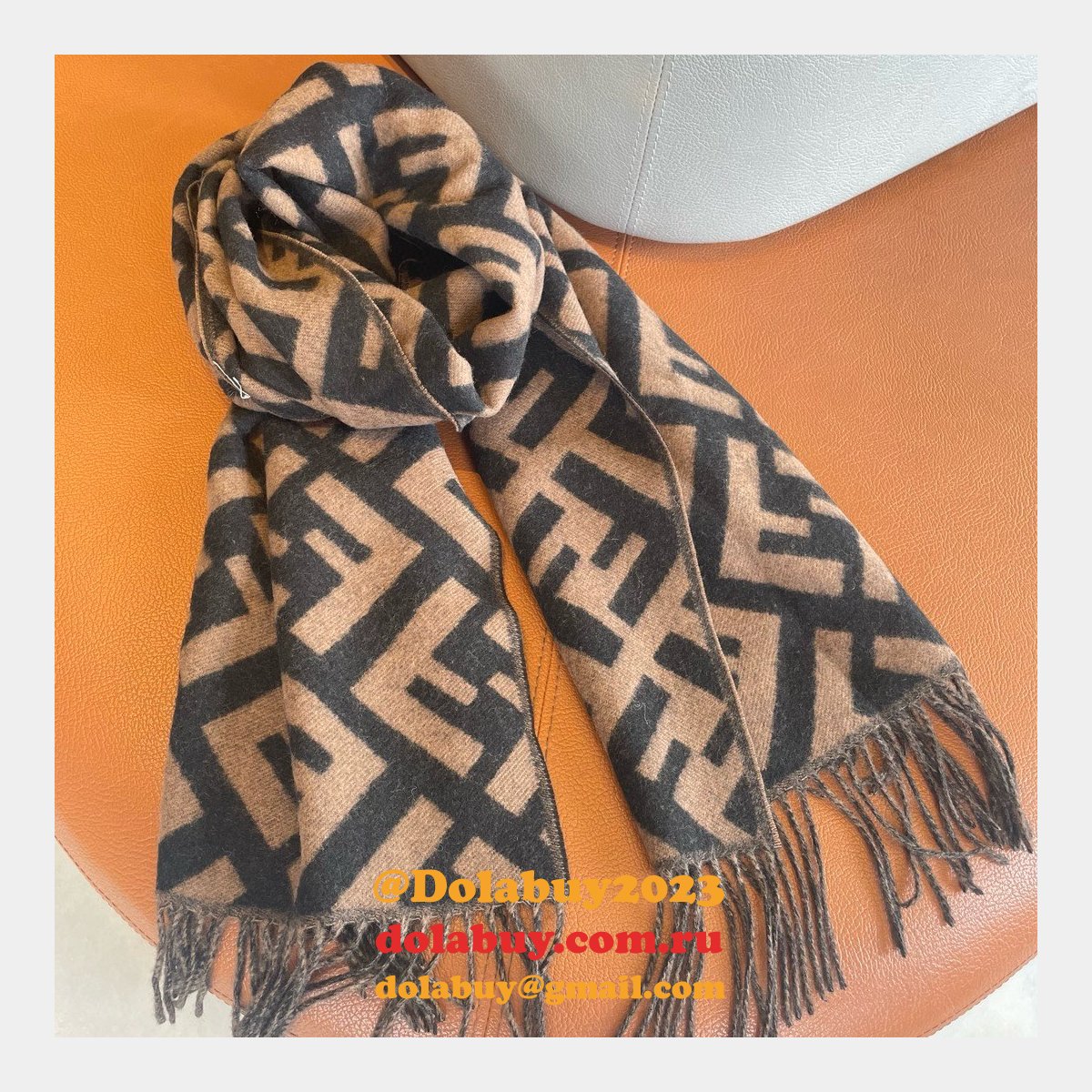 designer knockoff F**di cashmere scarf