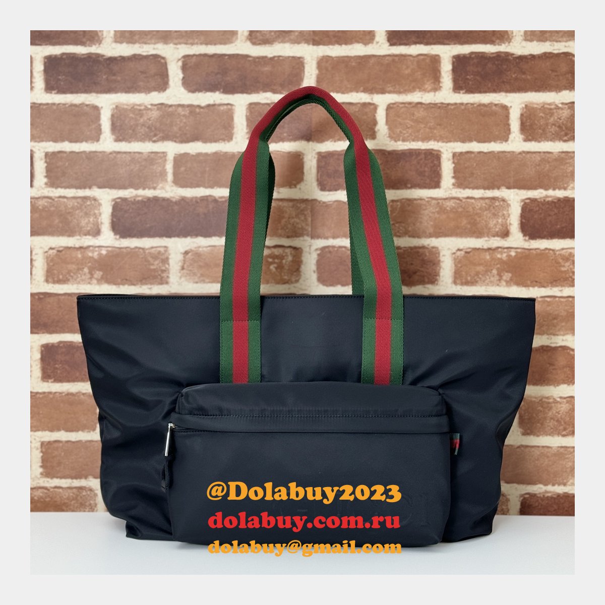 replica G*u*i 7 star 802172 tote bag black nylon