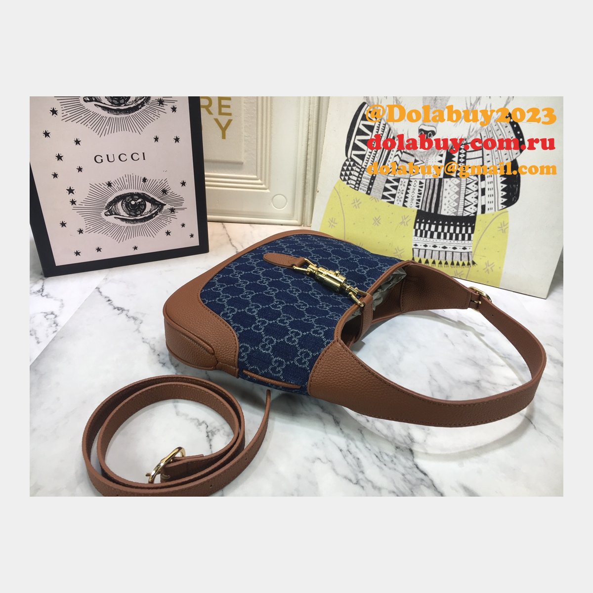 G*u*i 1:1 quality jackie 1961 small shoulder 636706 dark blue bag