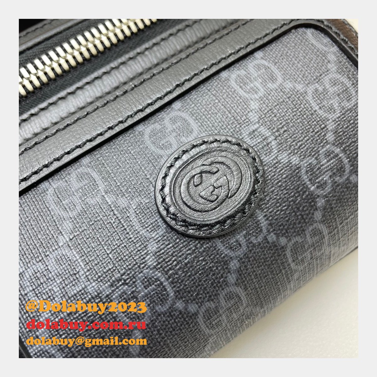 top quality G*u*i belt bag with interlocking g 682933 black gg supreme