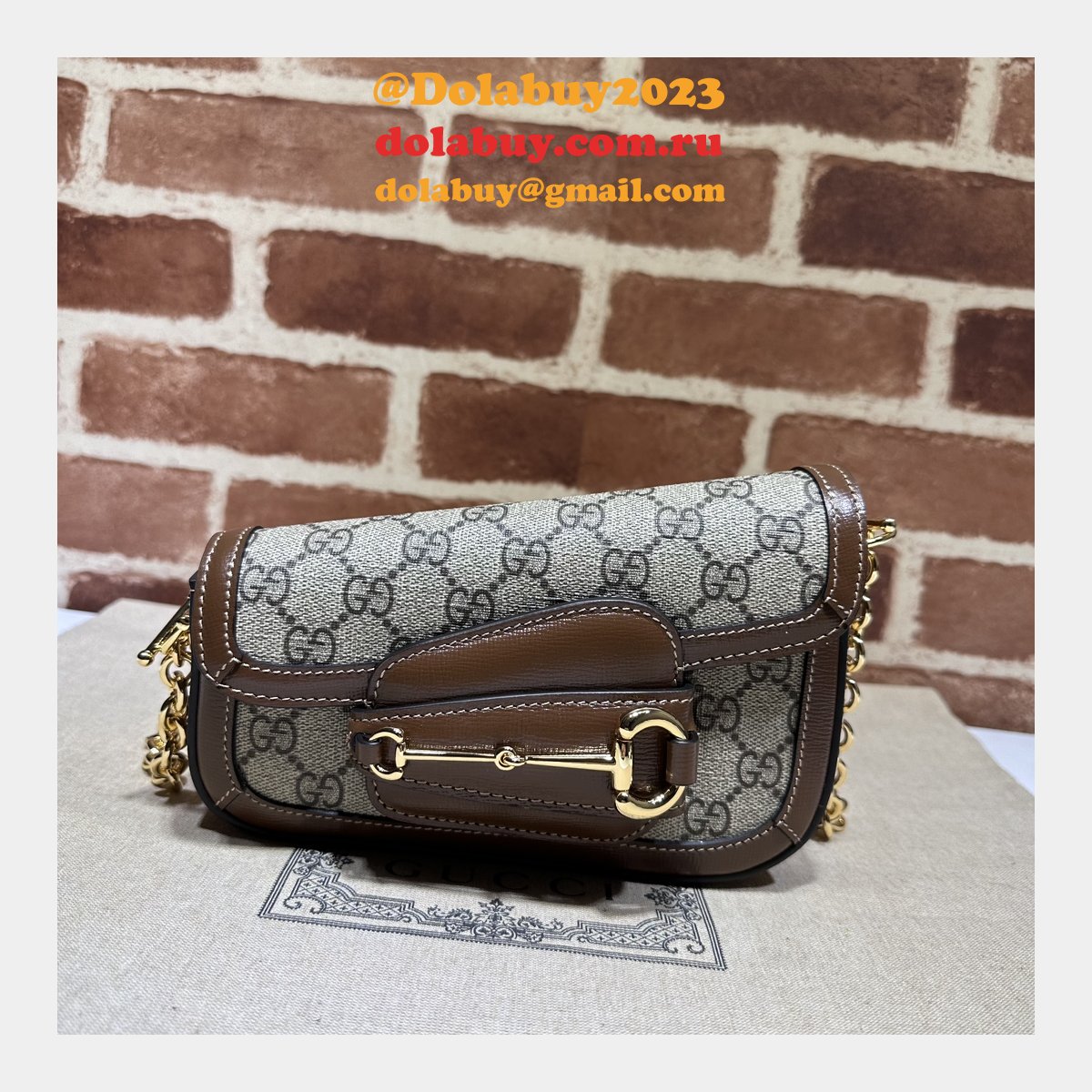 horsebit shoulder G*u*i perfect 1955 774209 fashion brown bag