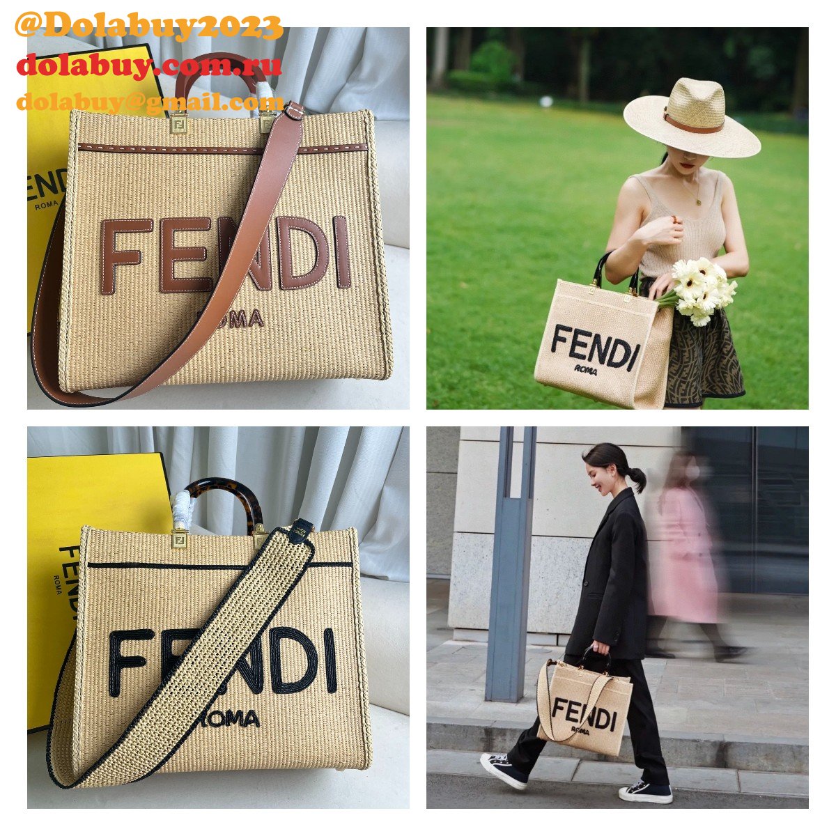 top quality F**di summer raffia shopping bag wholesale