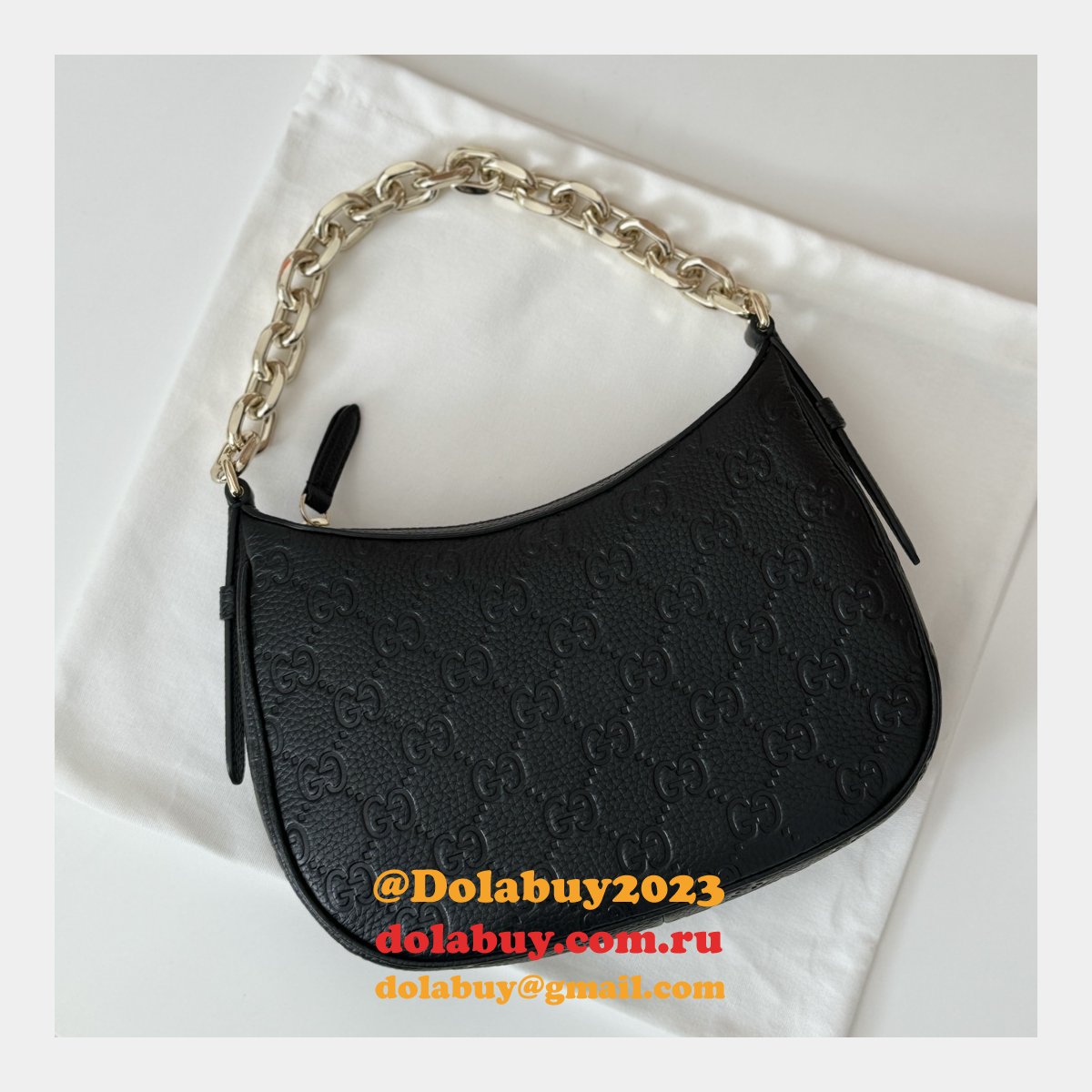 G*u*i 815409 black gg emblem small shoulder chain knockoff bag