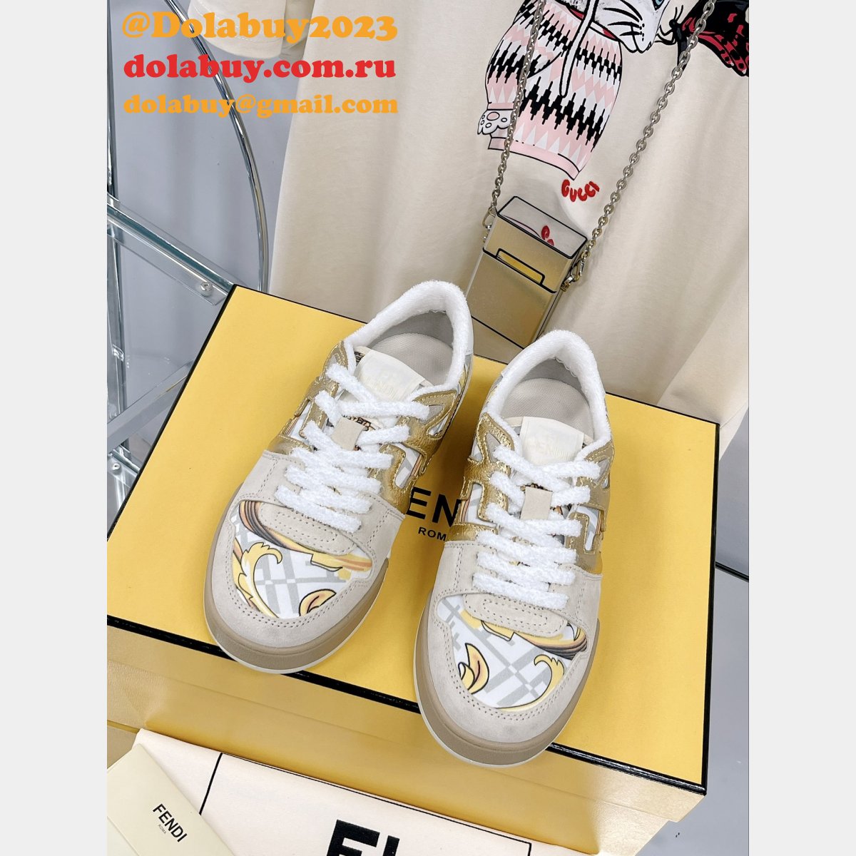 hottest replica F**di x versace match tup f logo shoes