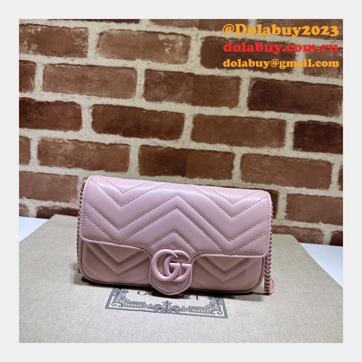 inspired gg marmont crossbody replica G*u*i pink 751526 bag
