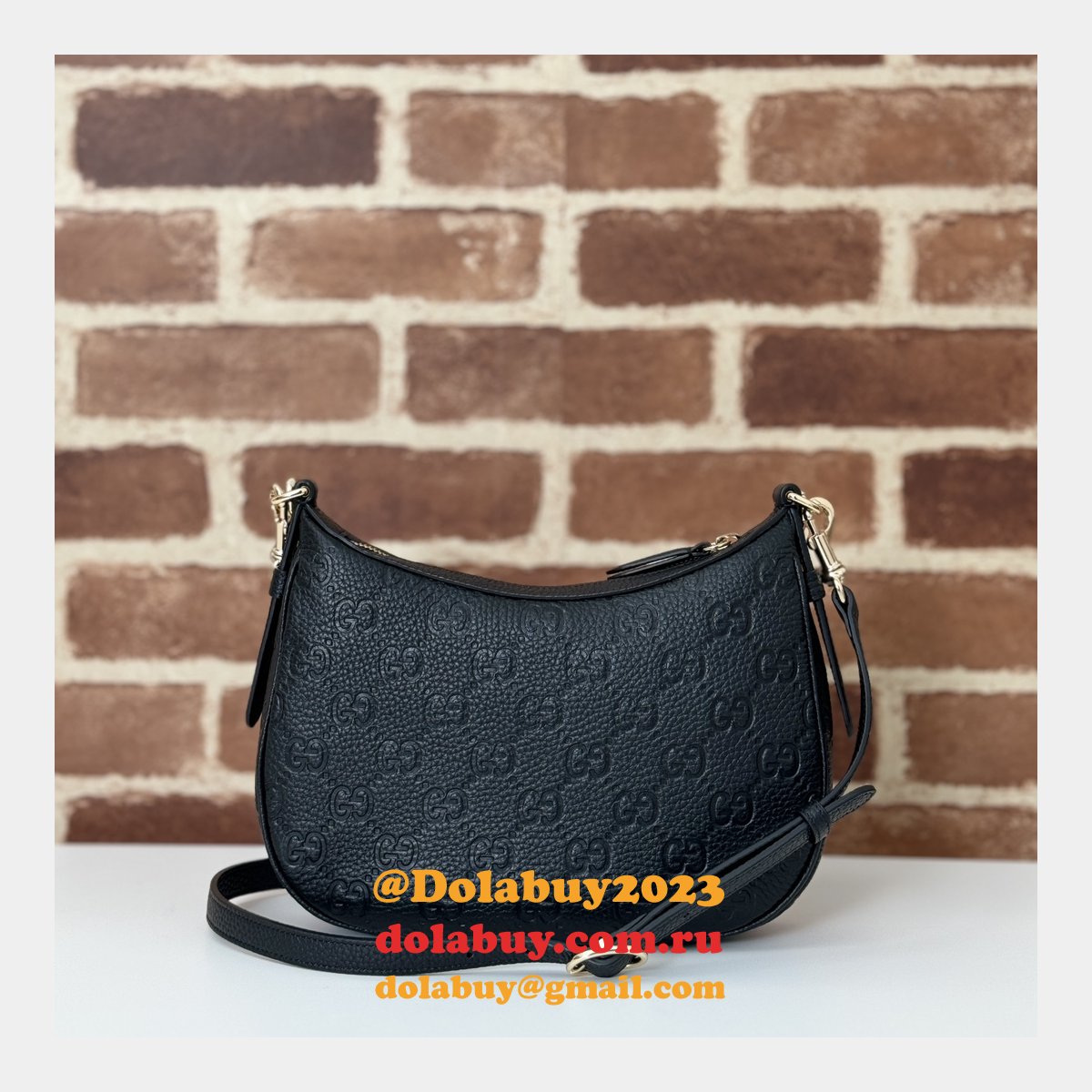G*u*i 815409 black gg emblem small shoulder chain knockoff bag