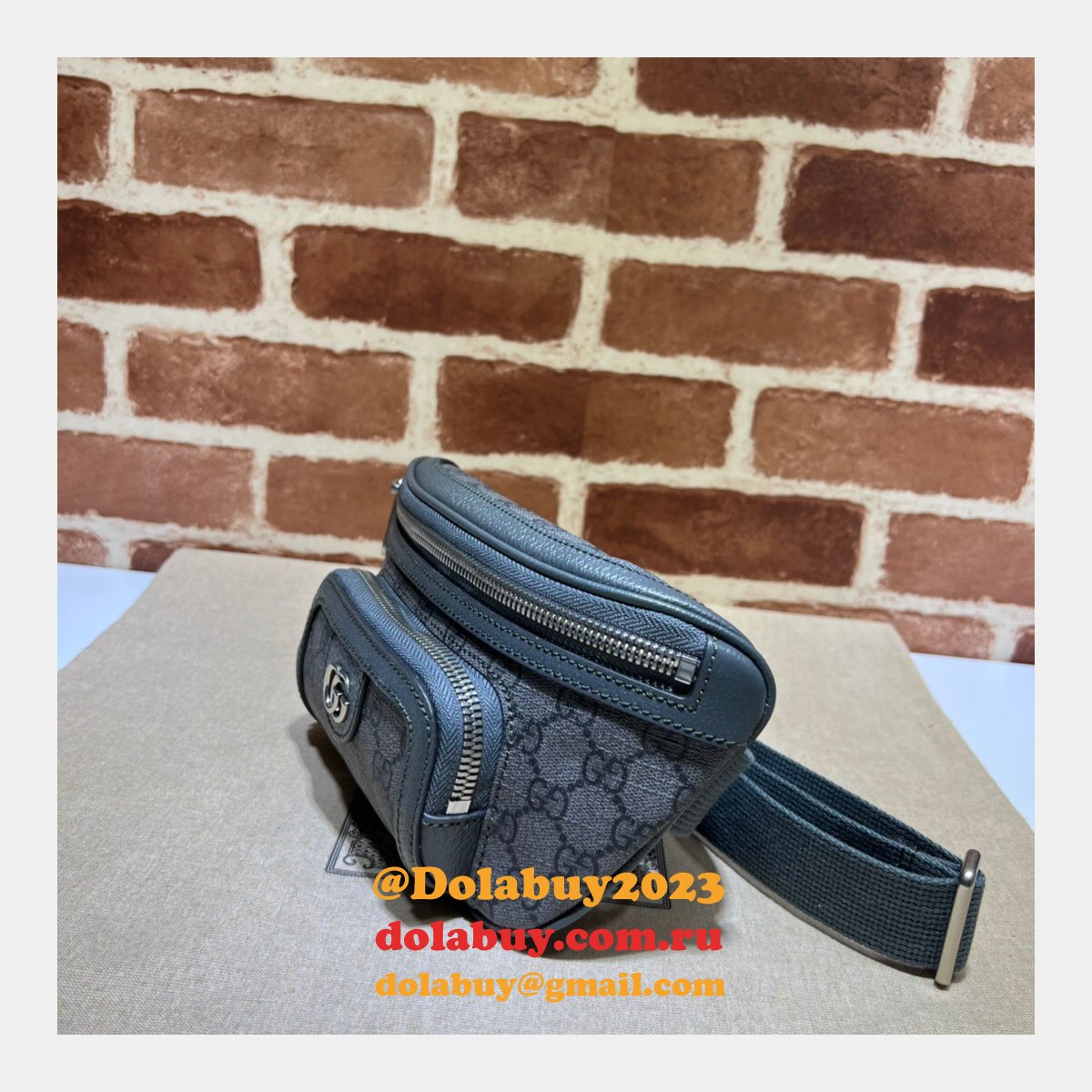 G*u*i replica ophidia aaa+ belt supreme grey 733868 bag